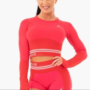 Brand new freestyle seamless ryderwear red crop longsleeve gym top
